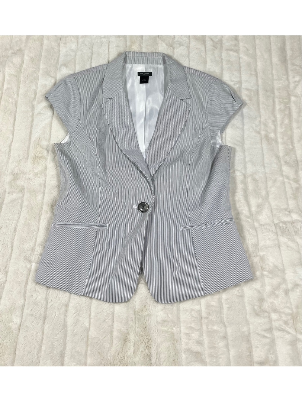 Ann Taylor 10 One Button Pinstripe Fall Spring Summer Work Office Blazer Vest